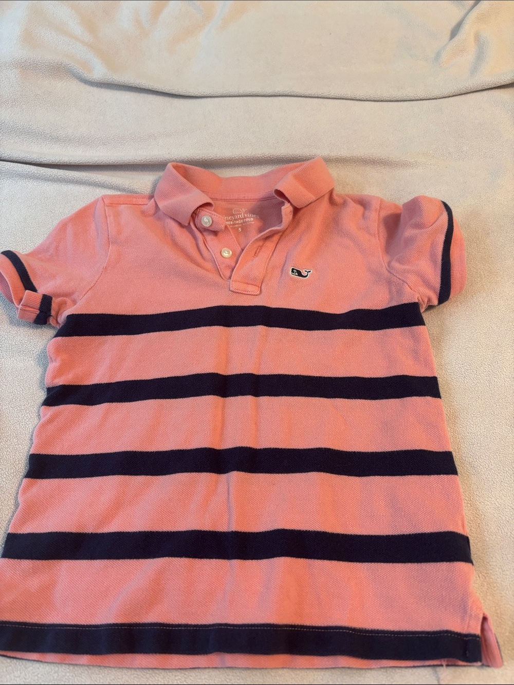 Vineyard Vines Pink and Navy Striped Polo - Kids